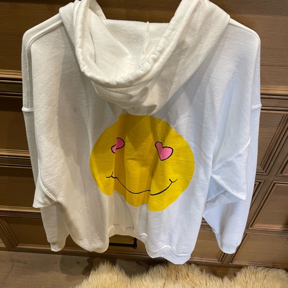 smiley face zip up hoodie
